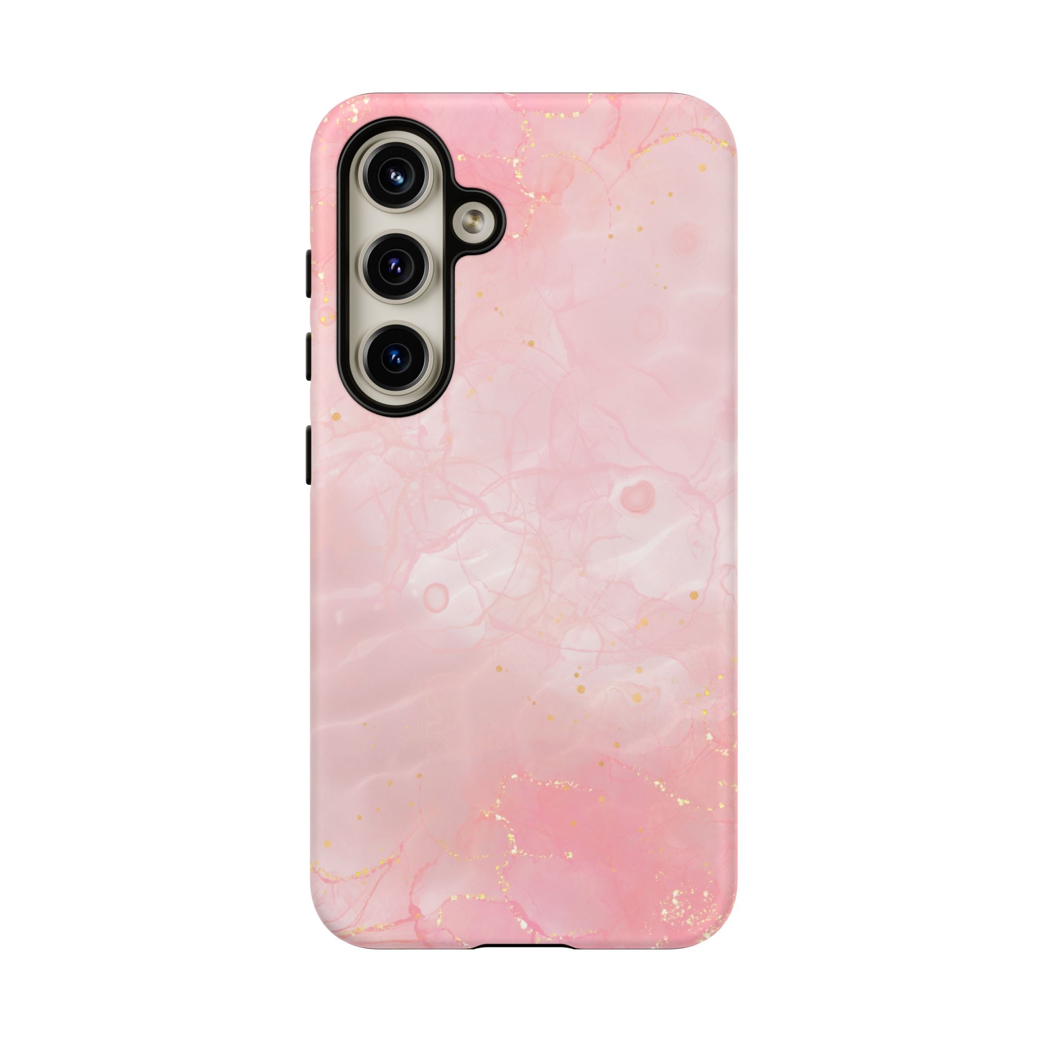 Pink Marble Tough Phone Case — Protective iPhone Cover with Gold Vein Design