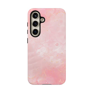 Pink Marble Tough Phone Case — Protective iPhone Cover with Gold Vein Design