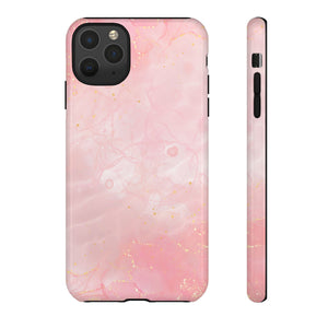 Pink Marble Tough Phone Case — Protective iPhone Cover with Gold Vein Design