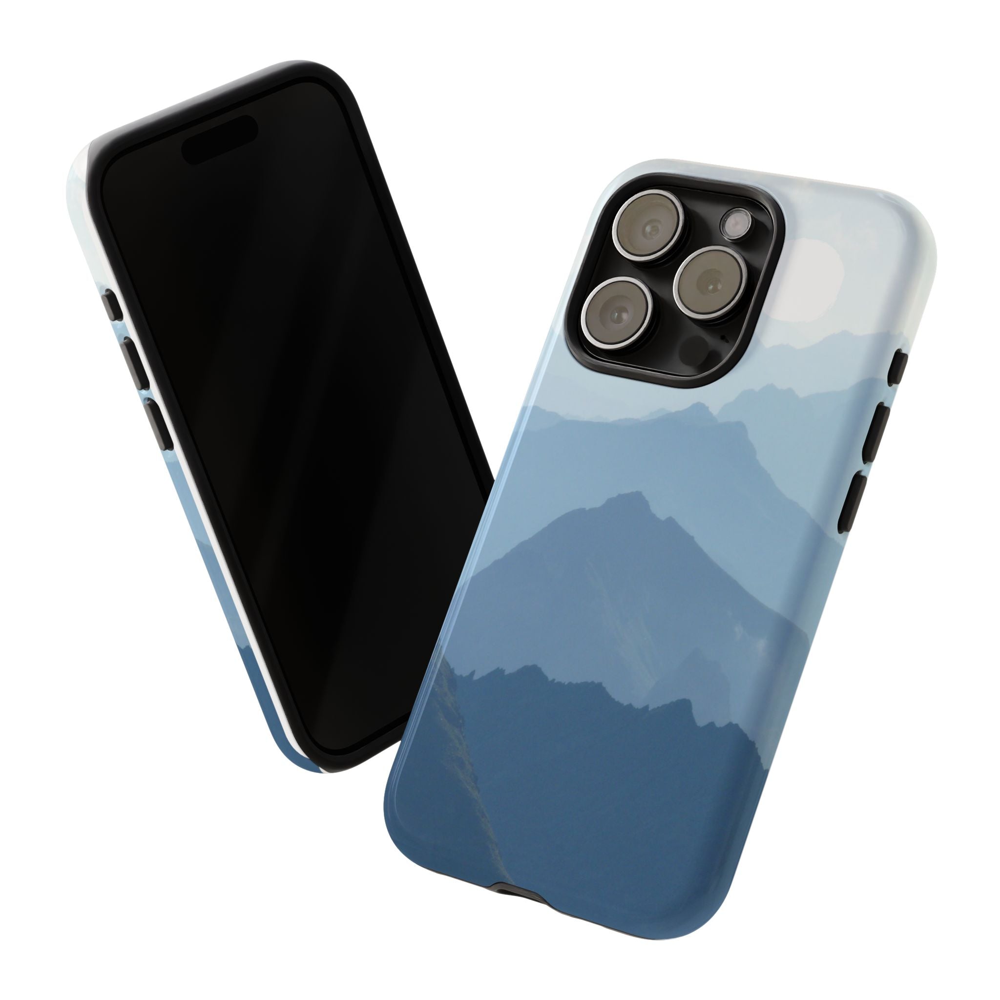 Mountain Sunrise Tough Phone Case — Blue Layered Peaks Protective Cover