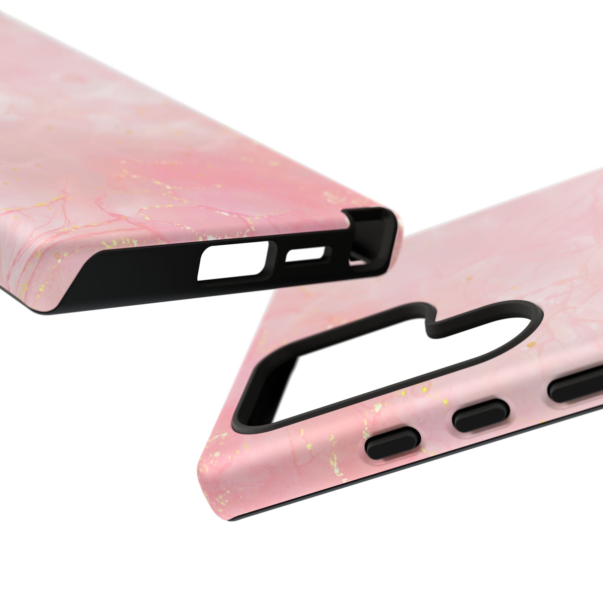 Pink Marble Tough Phone Case — Protective iPhone Cover with Gold Vein Design