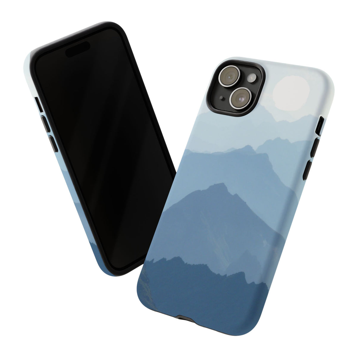 Mountain Sunrise Tough Phone Case — Blue Layered Peaks Protective Cover