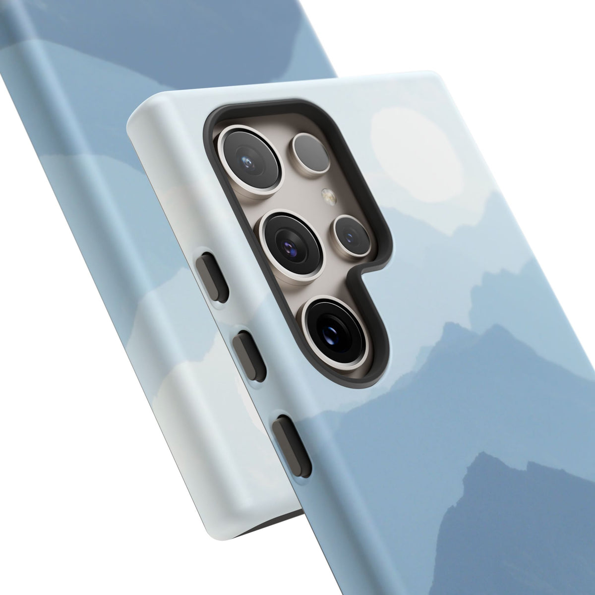 Mountain Sunrise Tough Phone Case — Blue Layered Peaks Protective Cover