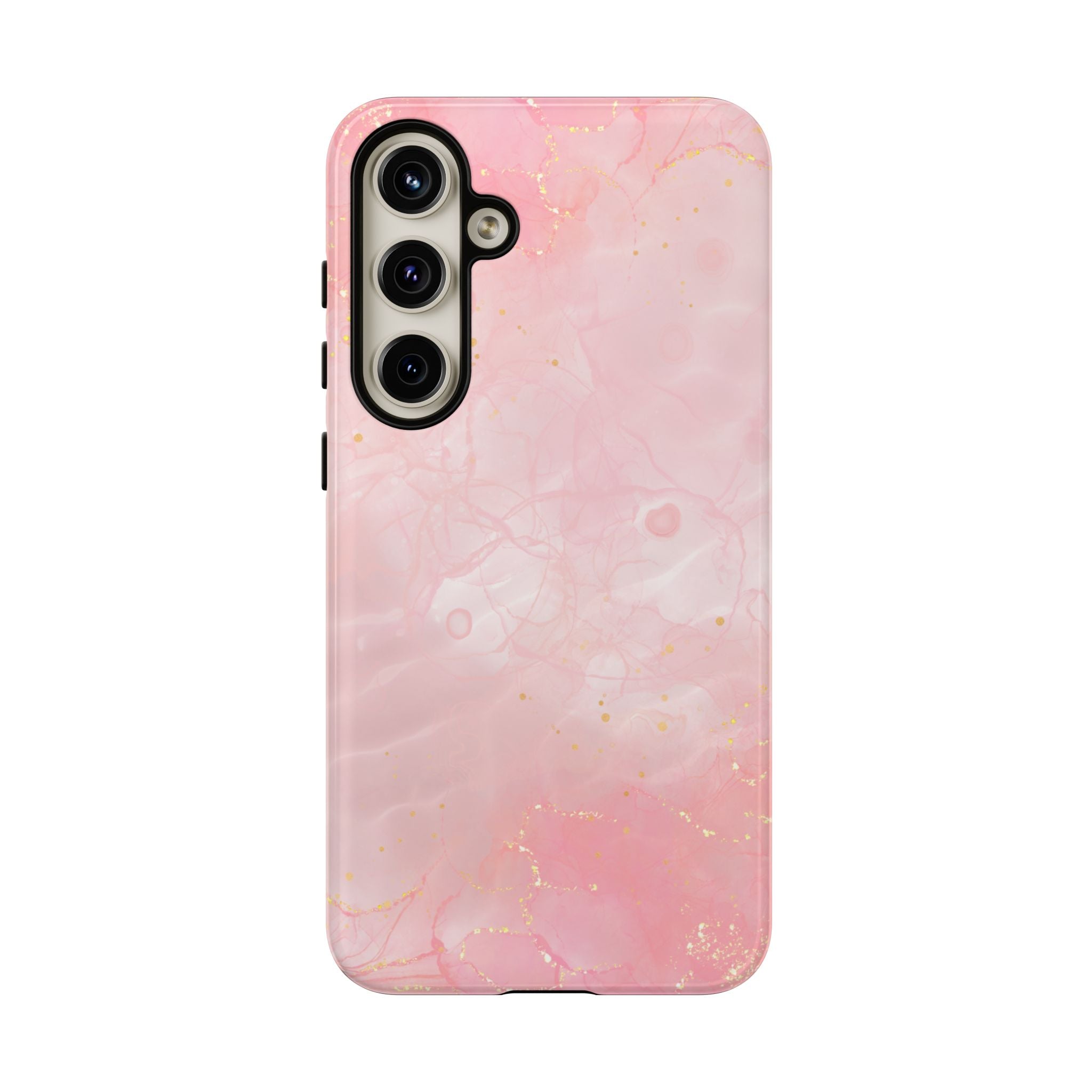 Pink Marble Tough Phone Case — Protective iPhone Cover with Gold Vein Design
