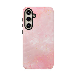 Pink Marble Tough Phone Case — Protective iPhone Cover with Gold Vein Design