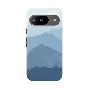 Mountain Sunrise Tough Phone Case — Blue Layered Peaks Protective Cover