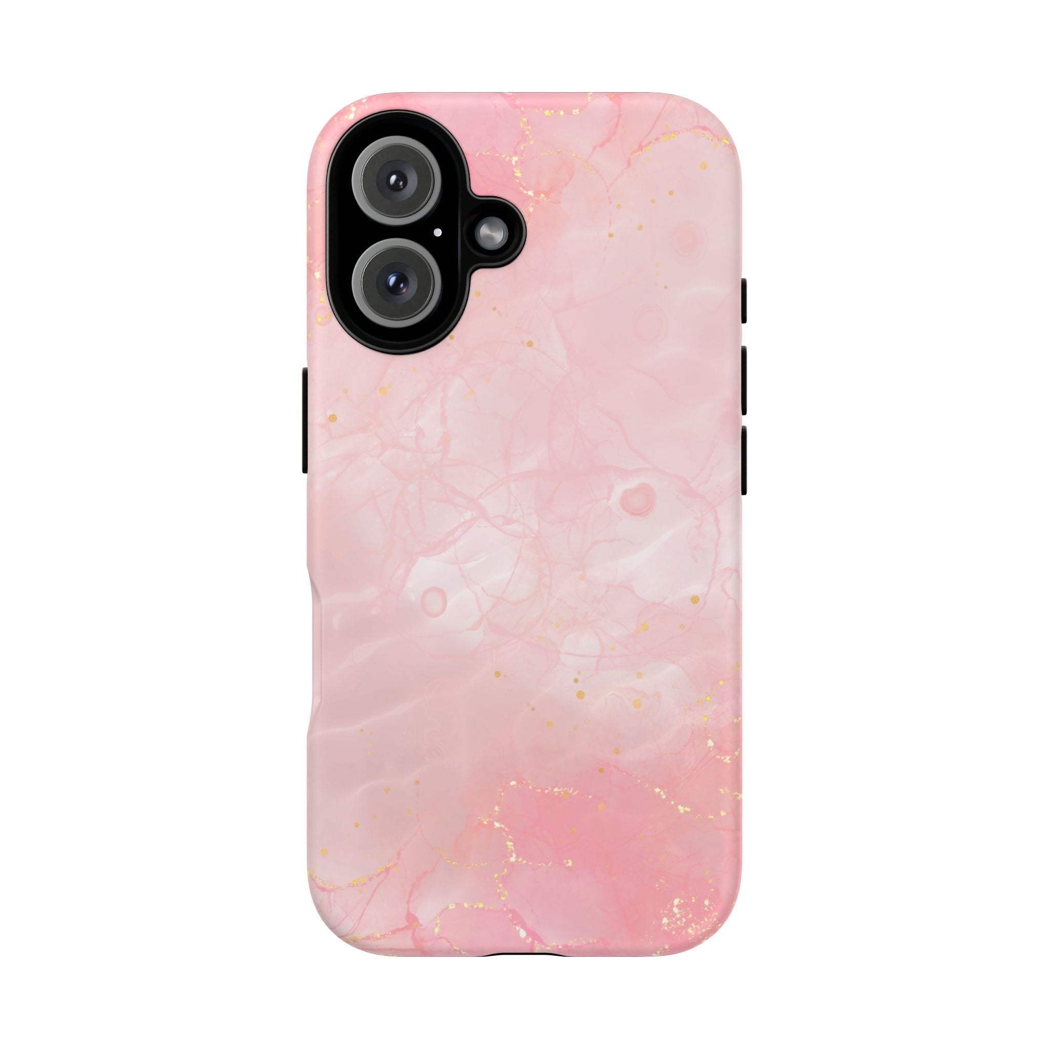 Pink Marble Tough Phone Case — Protective iPhone Cover with Gold Vein Design