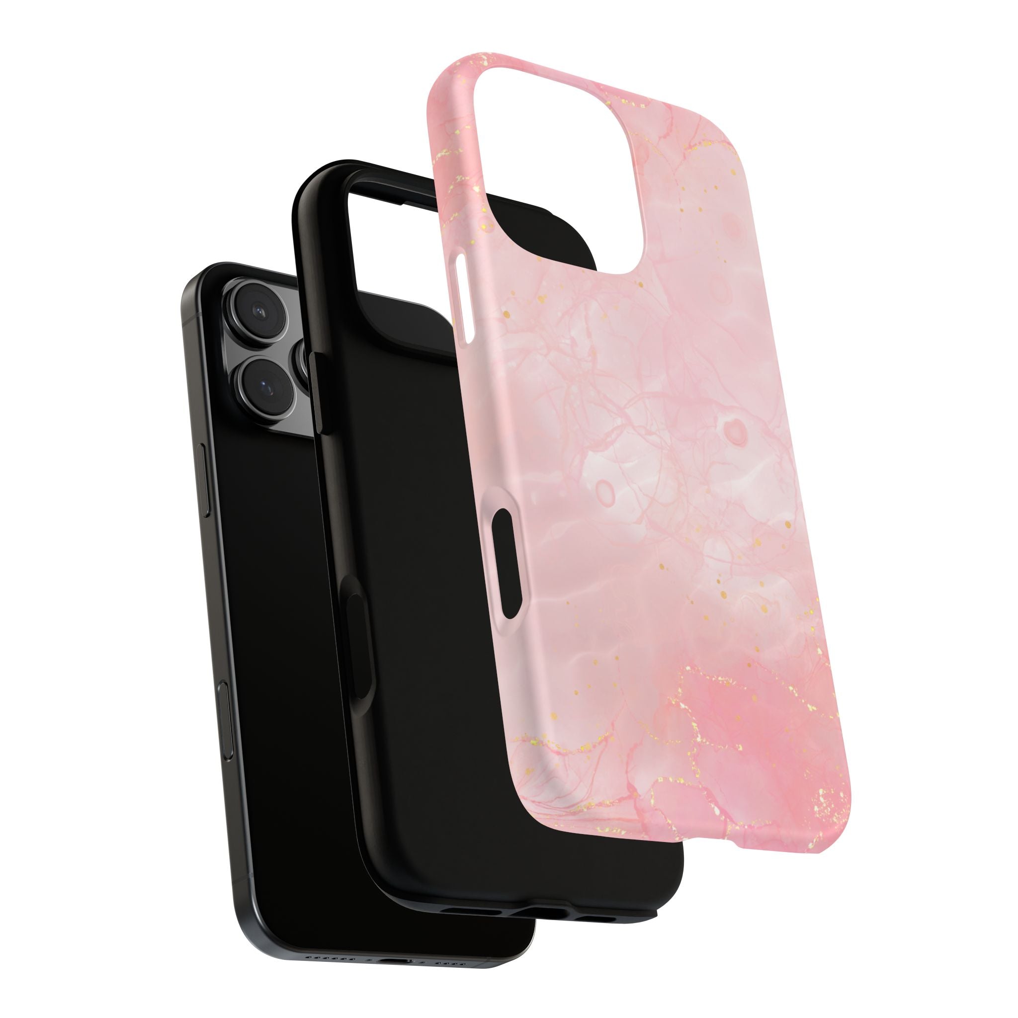 Pink Marble Tough Phone Case — Protective iPhone Cover with Gold Vein Design