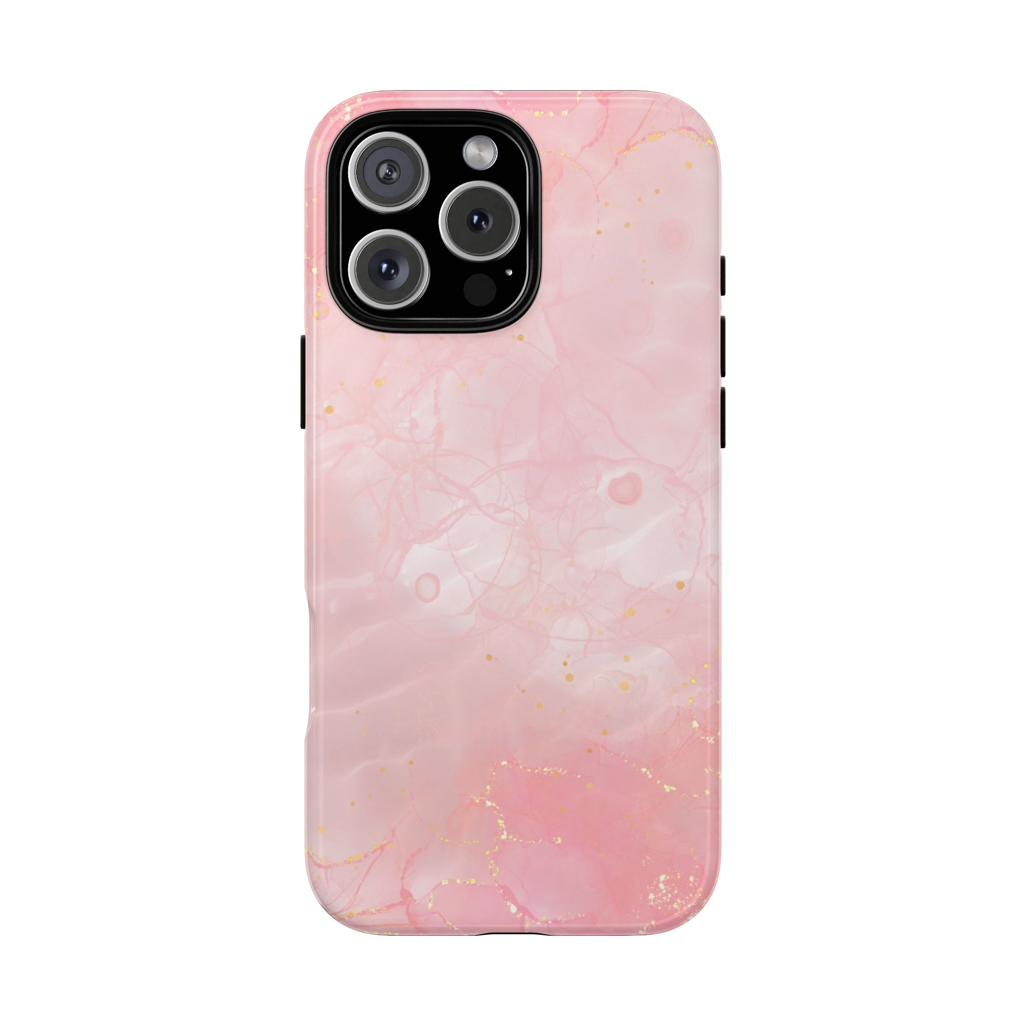 Pink Marble Tough Phone Case — Protective iPhone Cover with Gold Vein Design