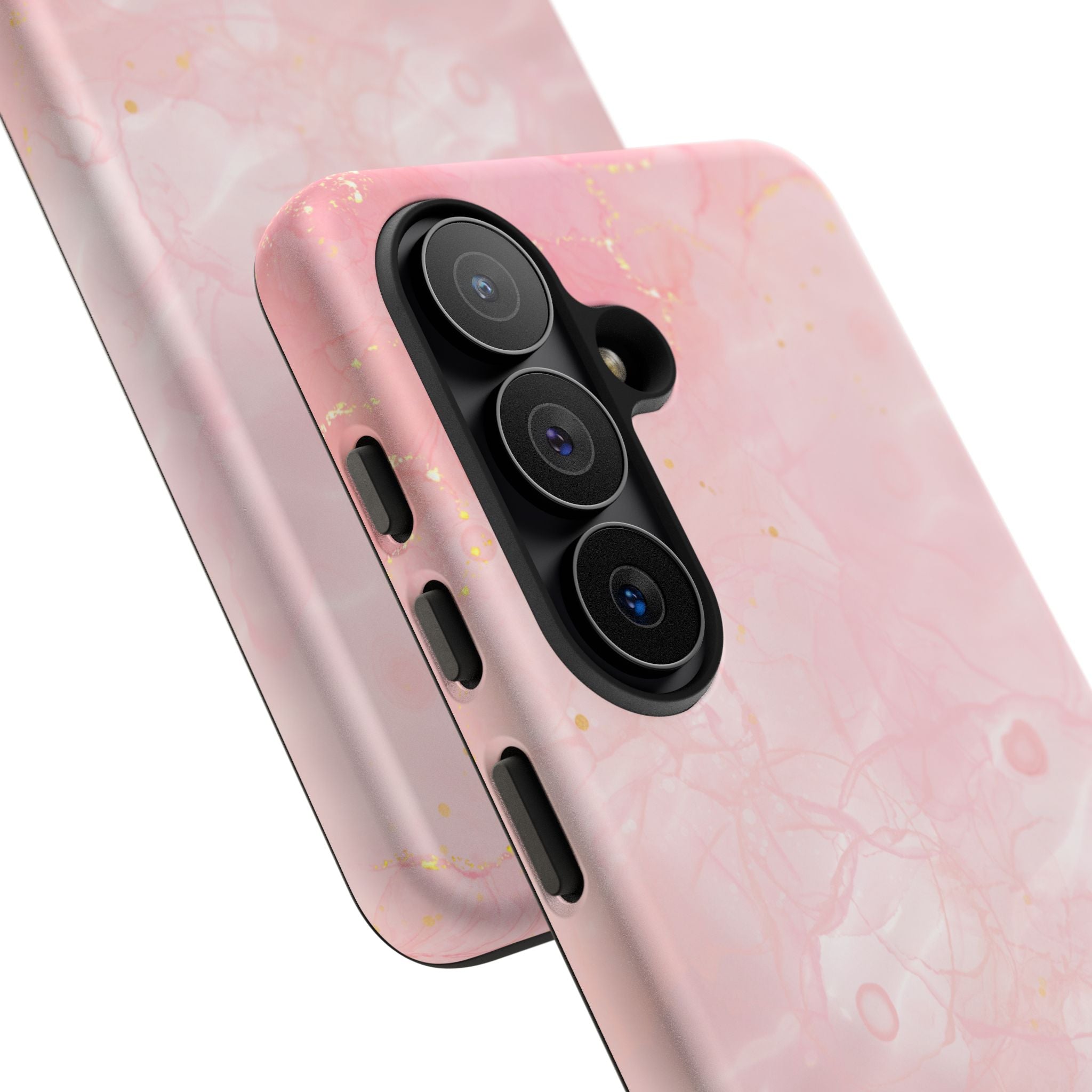 Pink Marble Tough Phone Case — Protective iPhone Cover with Gold Vein Design