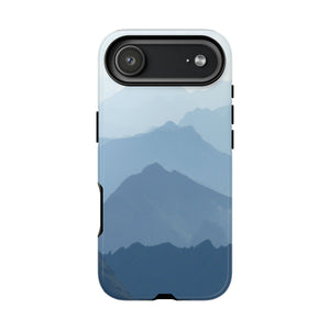 Mountain Sunrise Tough Phone Case — Blue Layered Peaks Protective Cover