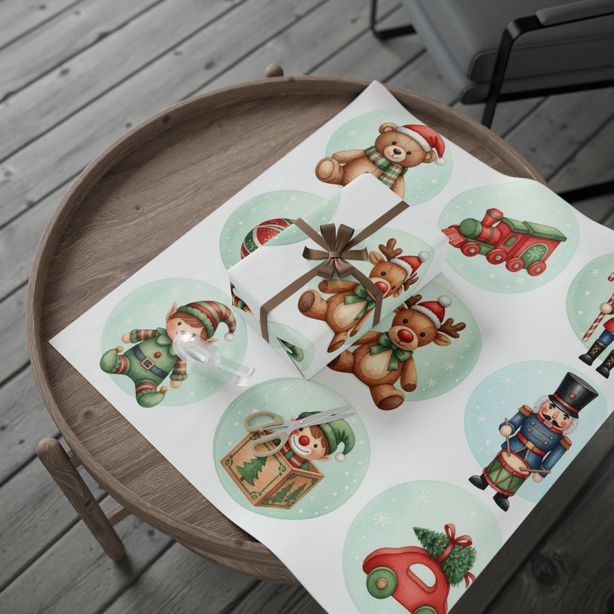 Christmas Wrapping Paper Roll — Vintage Santa & Toys Holiday Gift Wrap