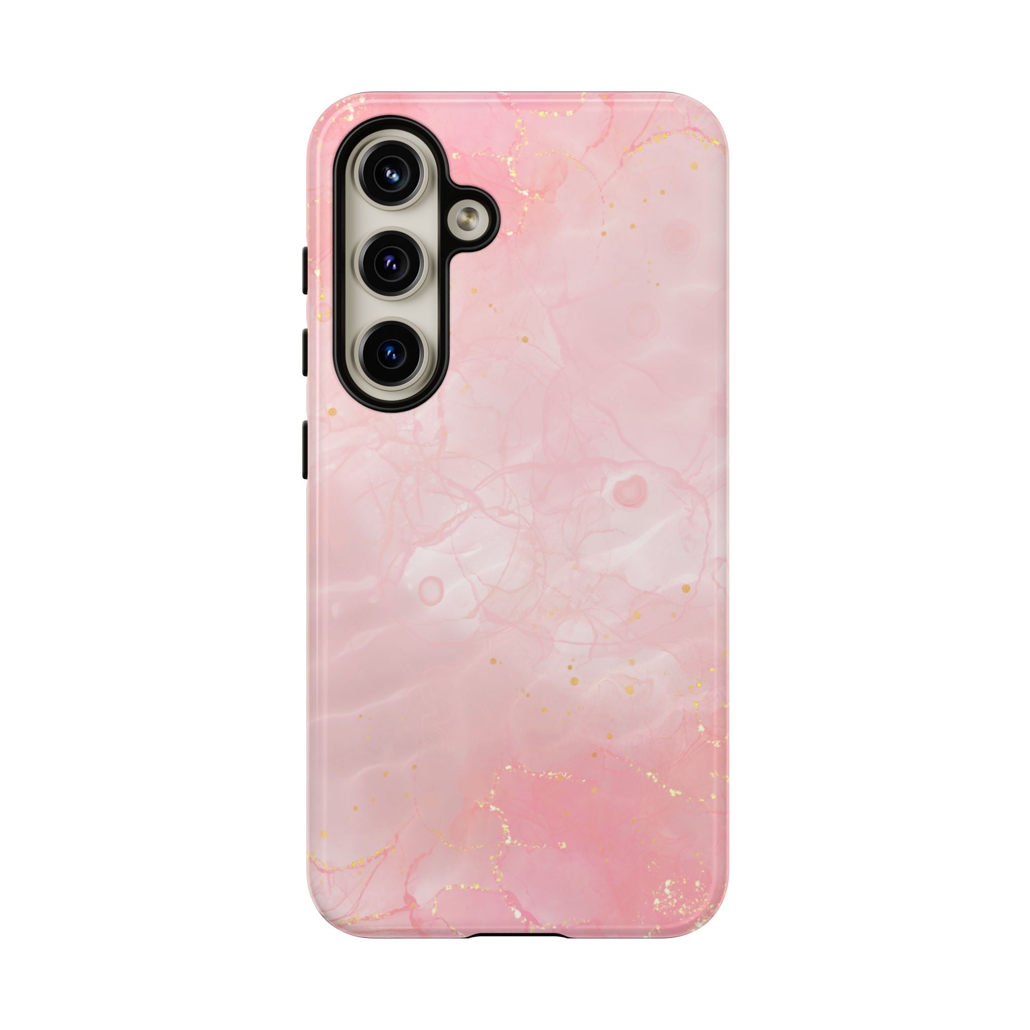 Pink Marble Tough Phone Case — Protective iPhone Cover with Gold Vein Design