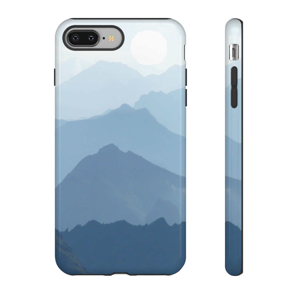 Mountain Sunrise Tough Phone Case — Blue Layered Peaks Protective Cover