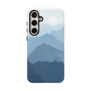 Mountain Sunrise Tough Phone Case — Blue Layered Peaks Protective Cover