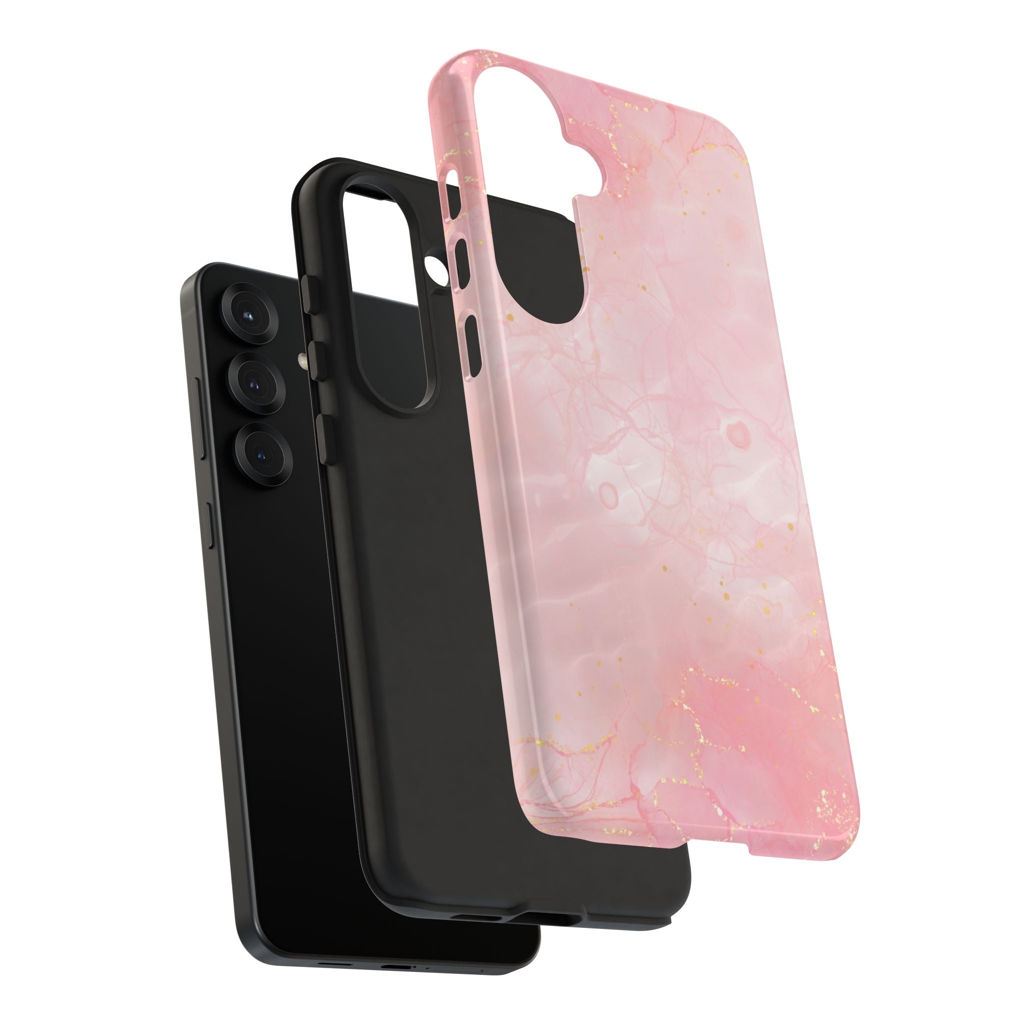 Pink Marble Tough Phone Case — Protective iPhone Cover with Gold Vein Design