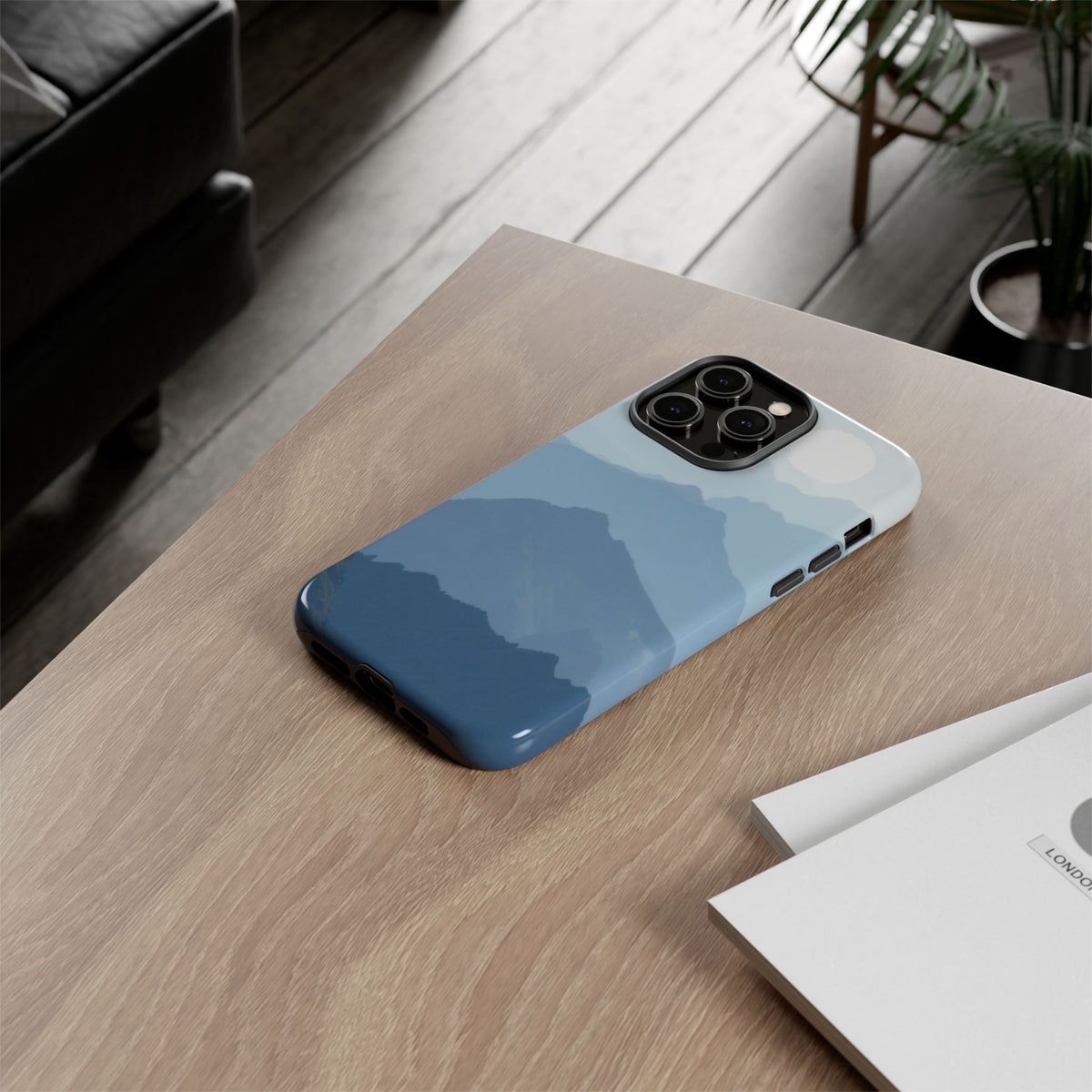 Mountain Sunrise Tough Phone Case — Blue Layered Peaks Protective Cover