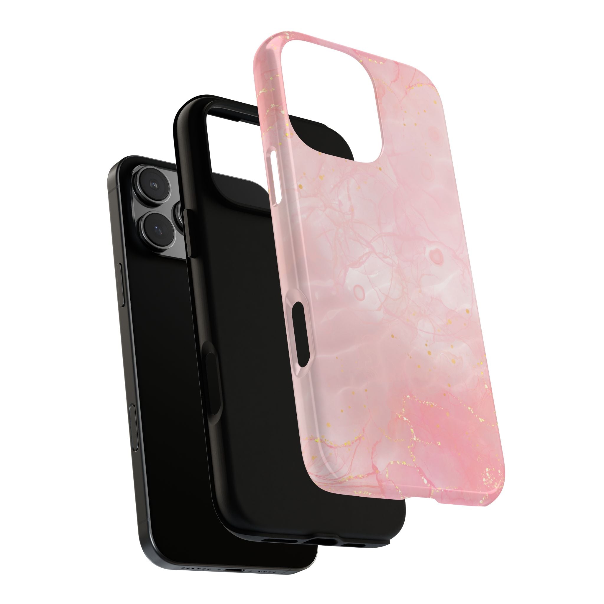 Pink Marble Tough Phone Case — Protective iPhone Cover with Gold Vein Design