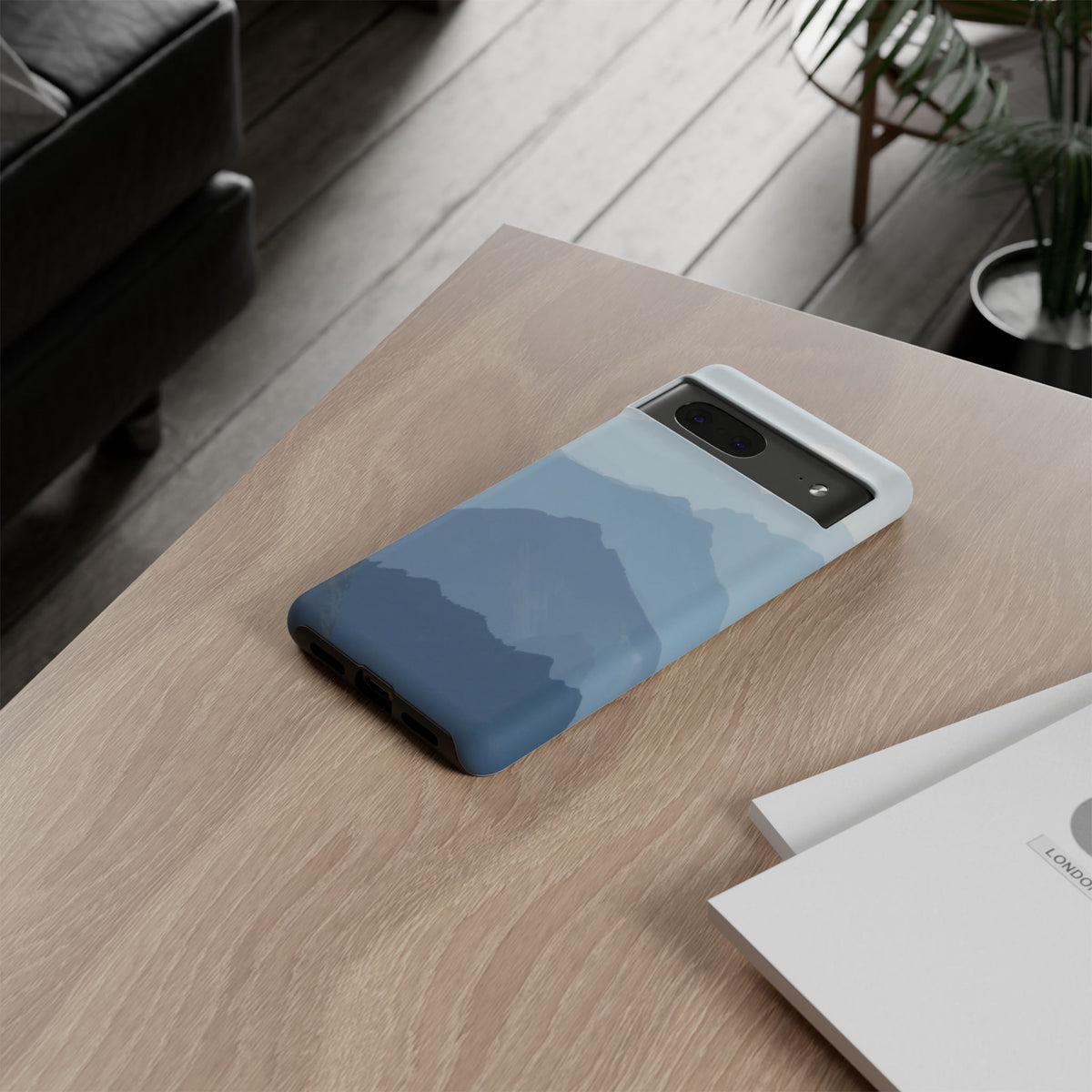 Mountain Sunrise Tough Phone Case — Blue Layered Peaks Protective Cover