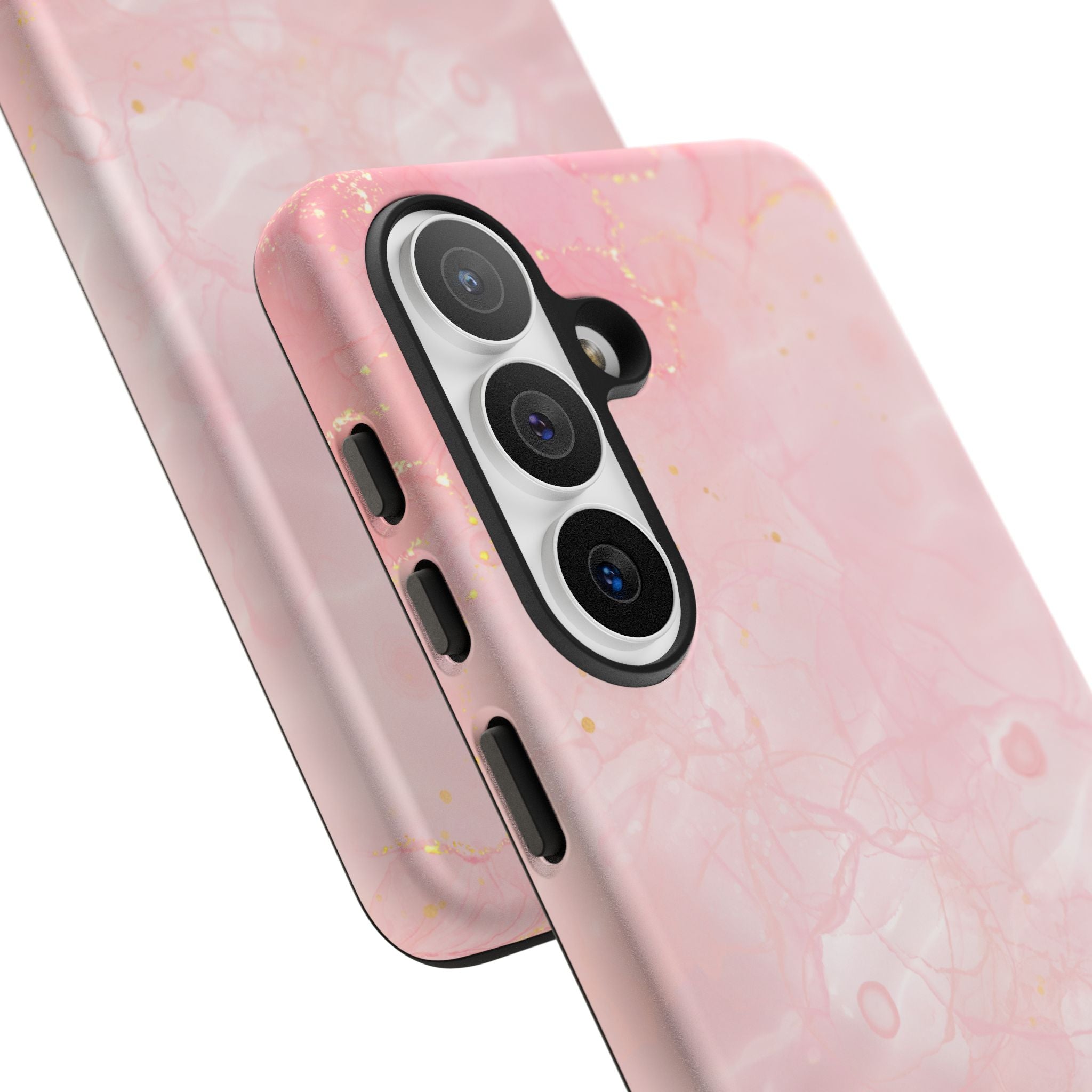 Pink Marble Tough Phone Case — Protective iPhone Cover with Gold Vein Design