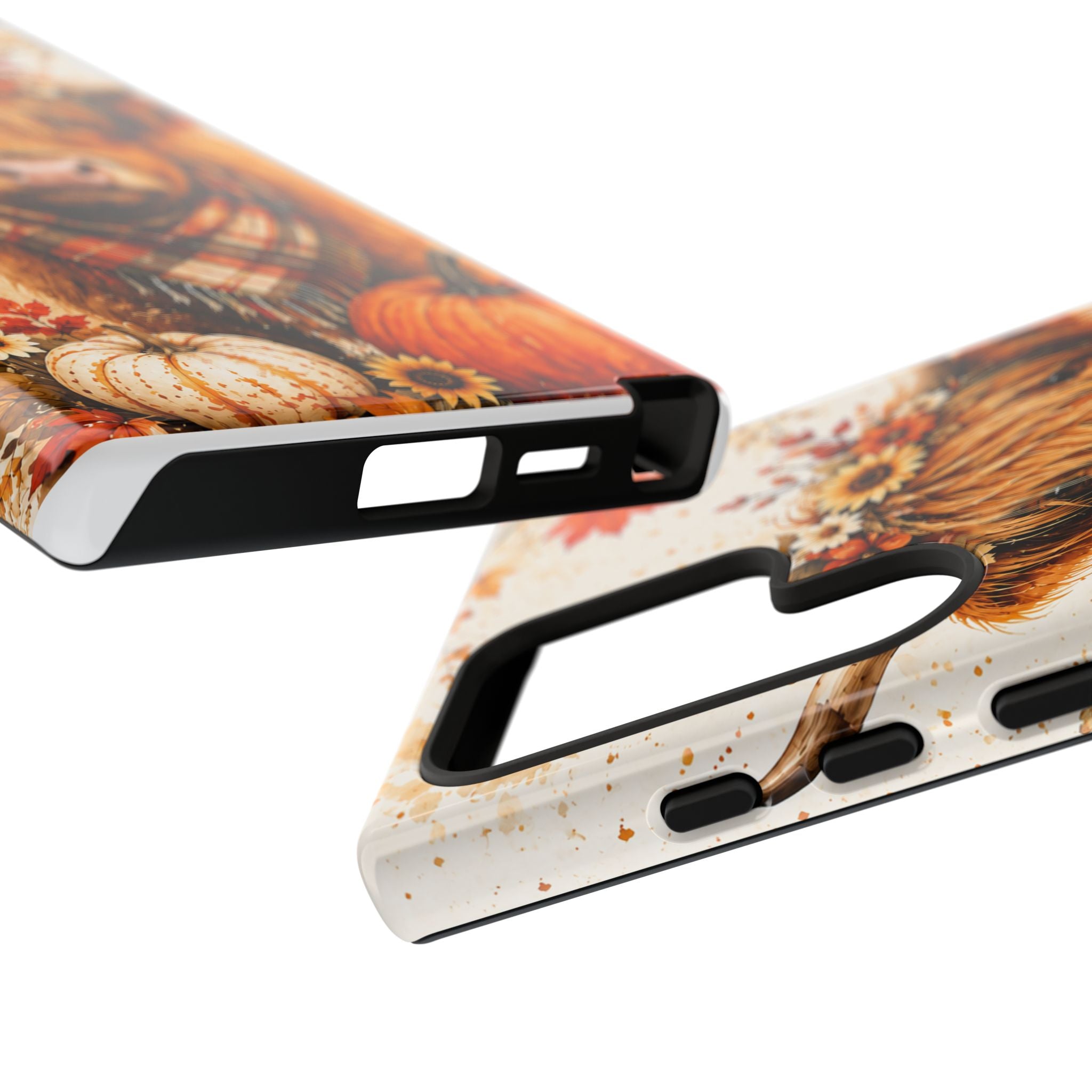 Autumn Highland Cow Phone Case — Fall Pumpkin & Sunflower Tough Case
