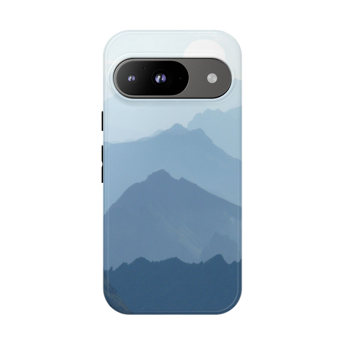 Mountain Sunrise Tough Phone Case — Blue Layered Peaks Protective Cover