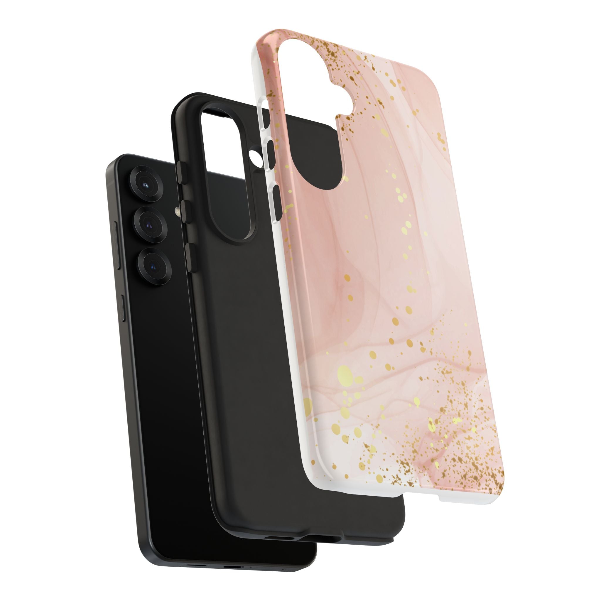 Rose Gold Marble Tough Case – Pink Marble Phone Case with Gold Glitter Accents