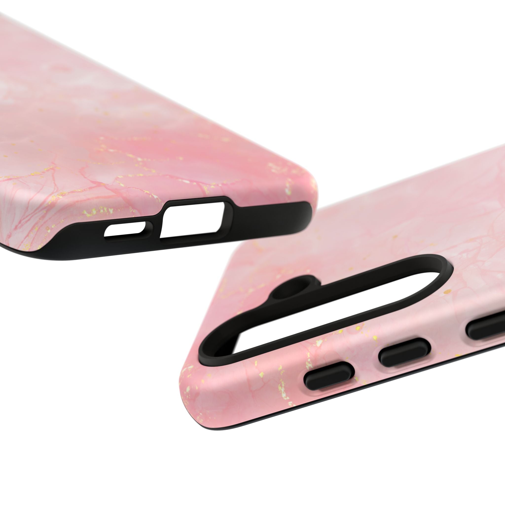 Pink Marble Tough Phone Case — Protective iPhone Cover with Gold Vein Design