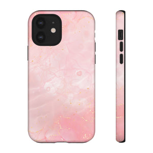 Pink Marble Tough Phone Case — Protective iPhone Cover with Gold Vein Design