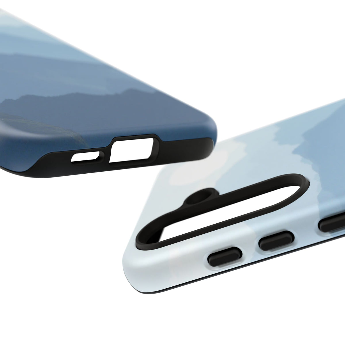 Mountain Sunrise Tough Phone Case — Blue Layered Peaks Protective Cover