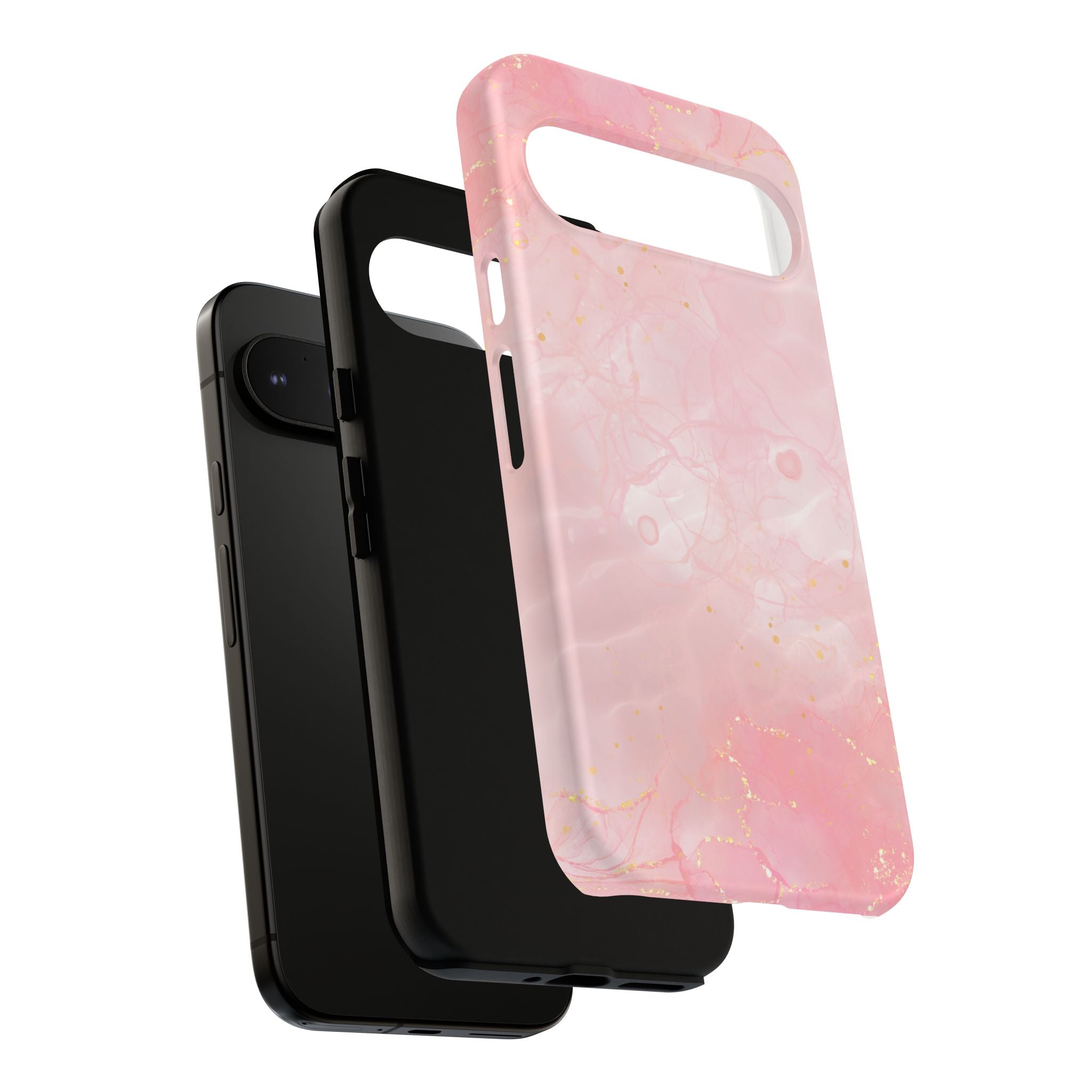 Pink Marble Tough Phone Case — Protective iPhone Cover with Gold Vein Design
