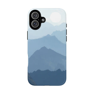 Mountain Sunrise Tough Phone Case — Blue Layered Peaks Protective Cover