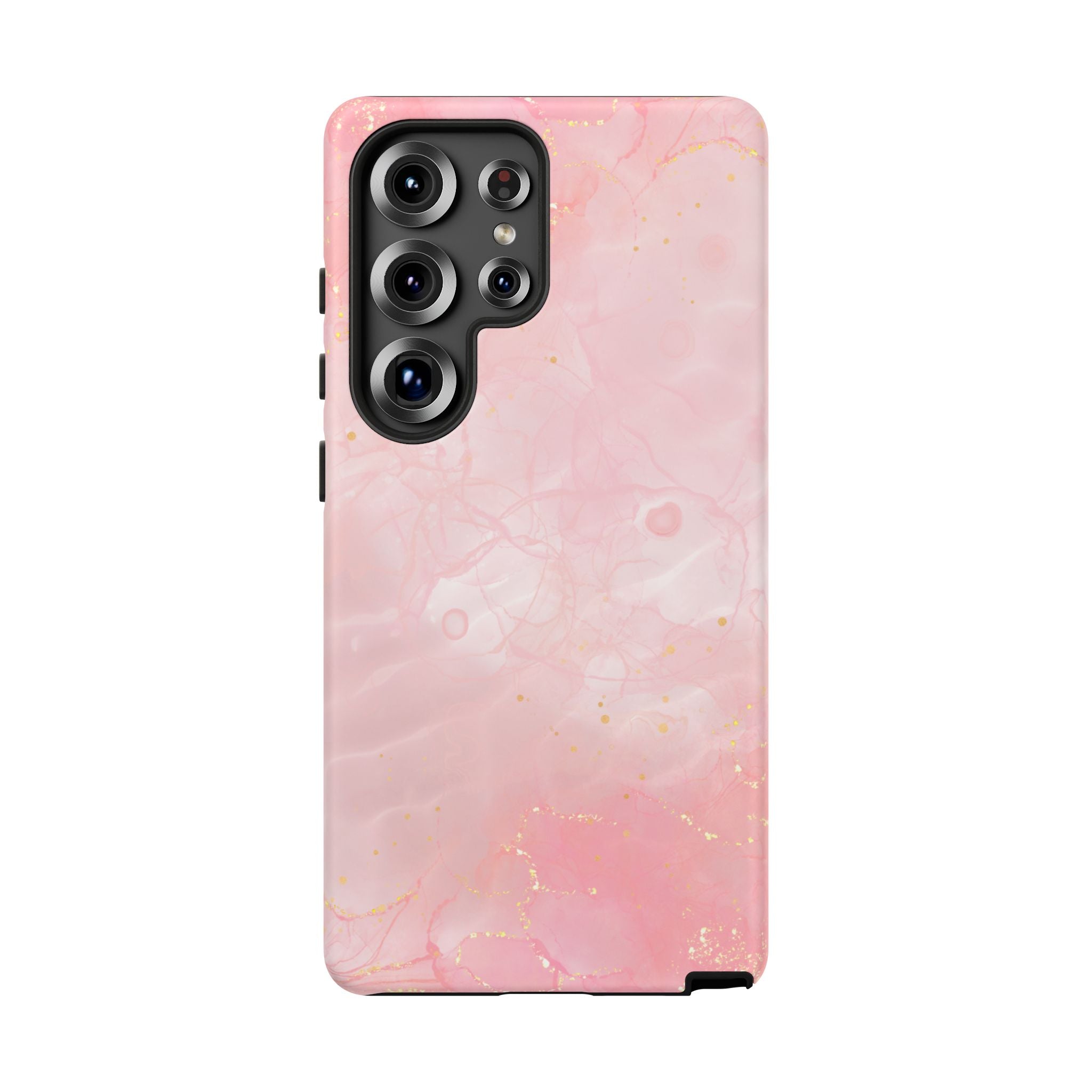 Pink Marble Tough Phone Case — Protective iPhone Cover with Gold Vein Design