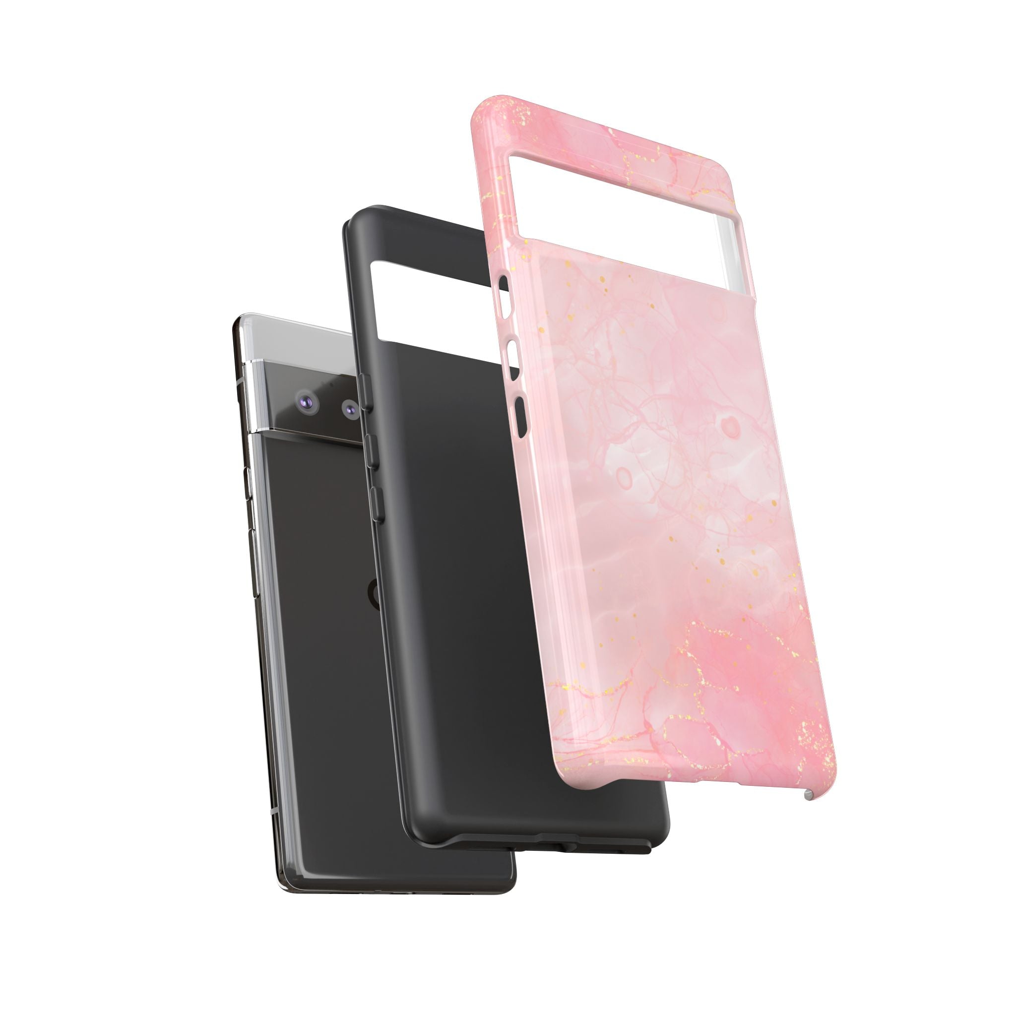 Pink Marble Tough Phone Case — Protective iPhone Cover with Gold Vein Design