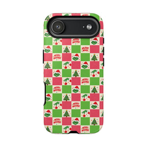 Merry Christmas Checkerboard Tough Phone Case