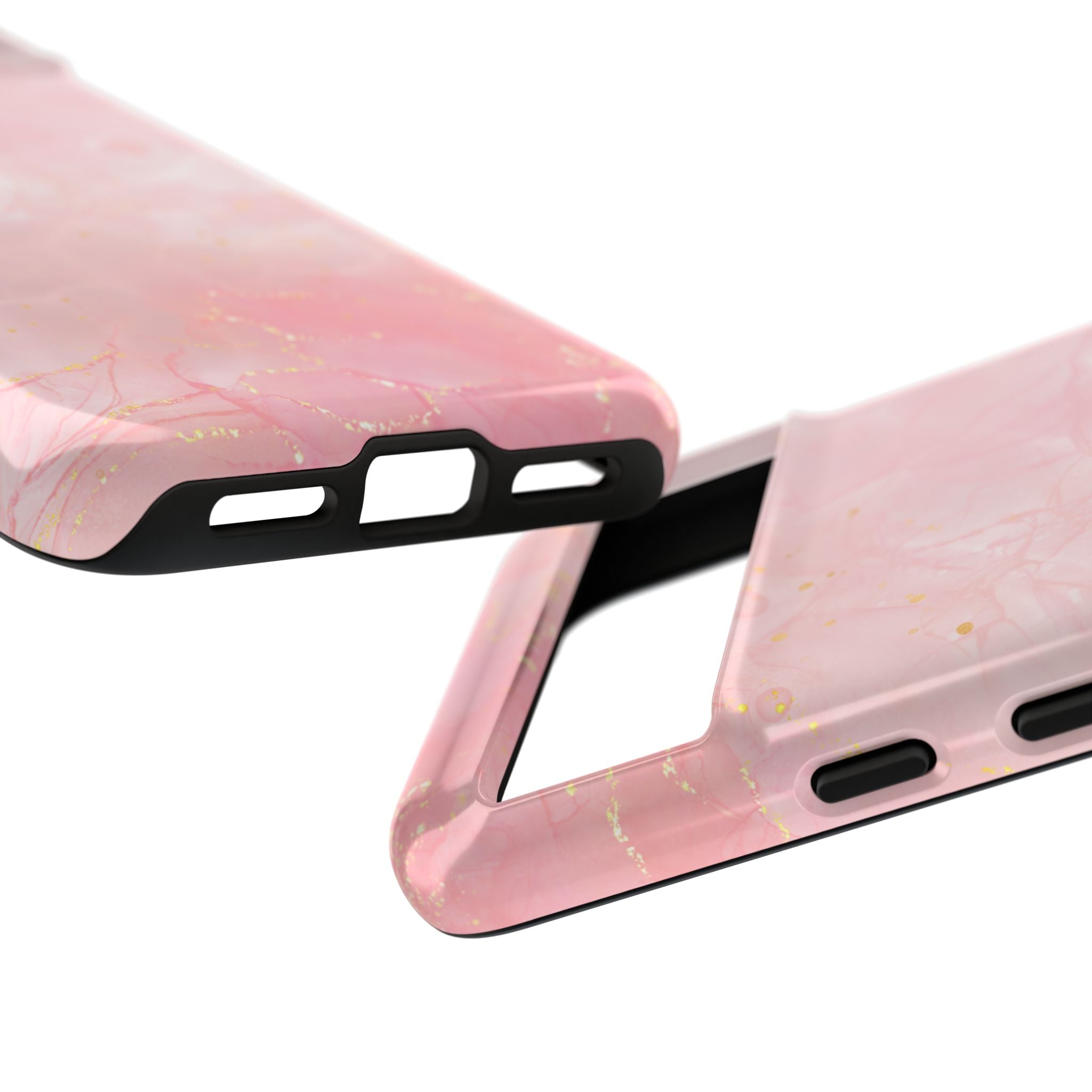 Pink Marble Tough Phone Case — Protective iPhone Cover with Gold Vein Design