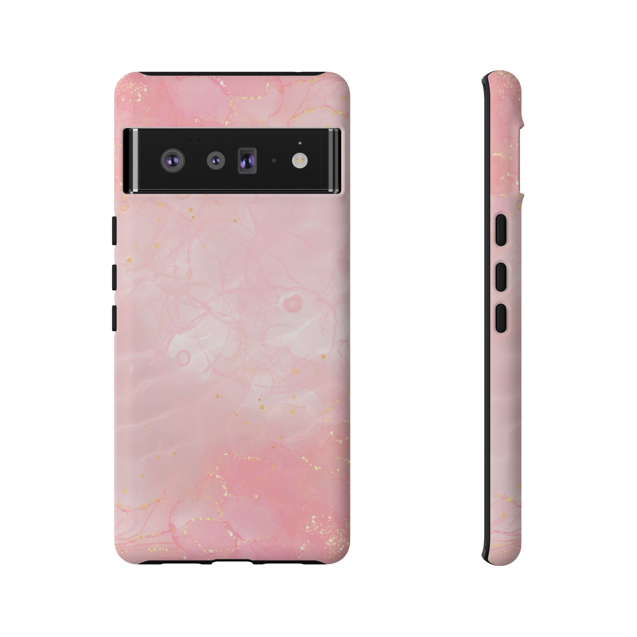 Pink Marble Tough Phone Case — Protective iPhone Cover with Gold Vein Design