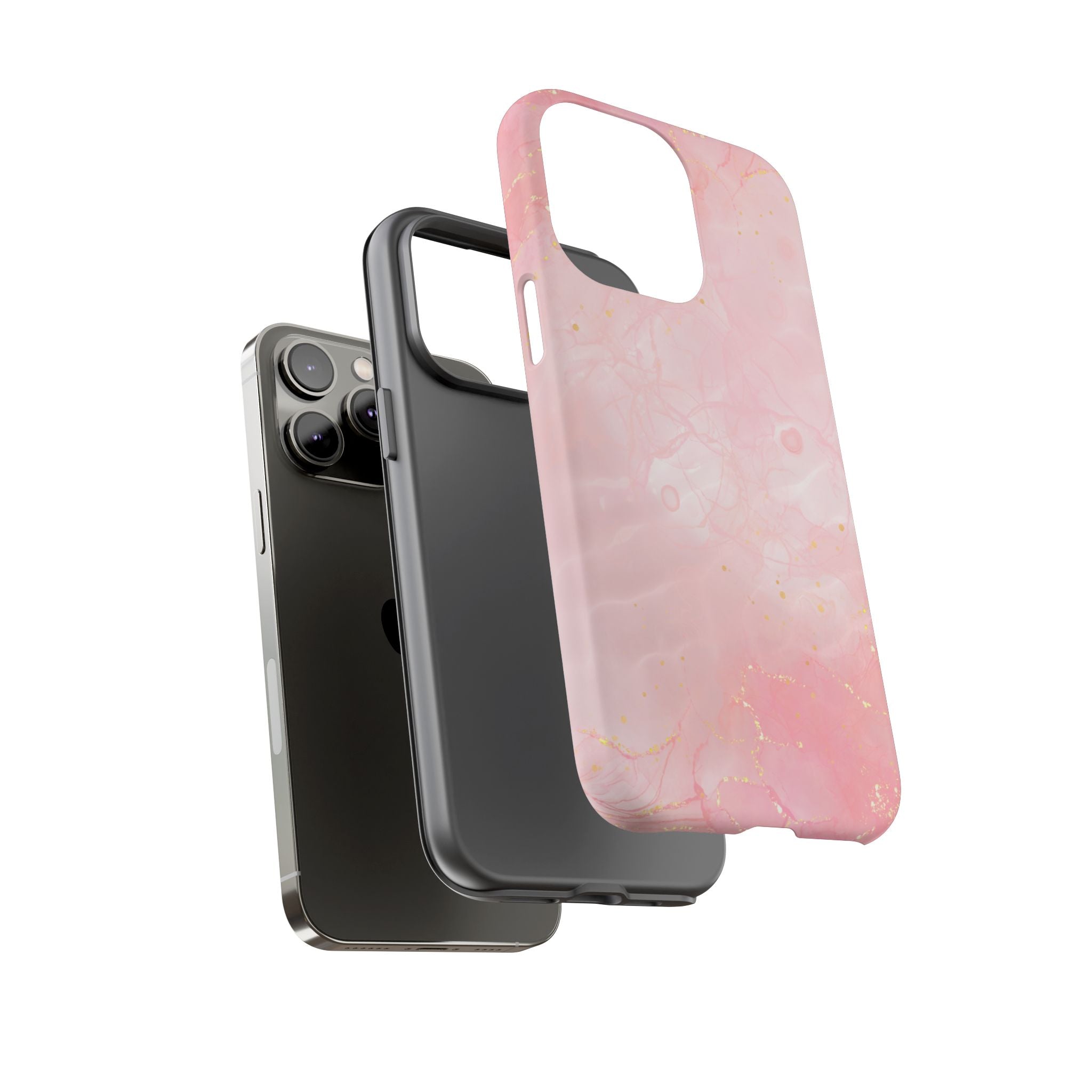 Pink Marble Tough Phone Case — Protective iPhone Cover with Gold Vein Design