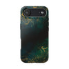 Emerald Marble Tough Phone Case — Dark Green & Gold Abstract Drop-Proof Cover