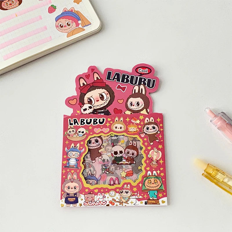 5Pcs Labubu Series Cartoon Sticker Cute Stickers for Children Creative Handbook Material Stickers Labubu Waterproof Sticker