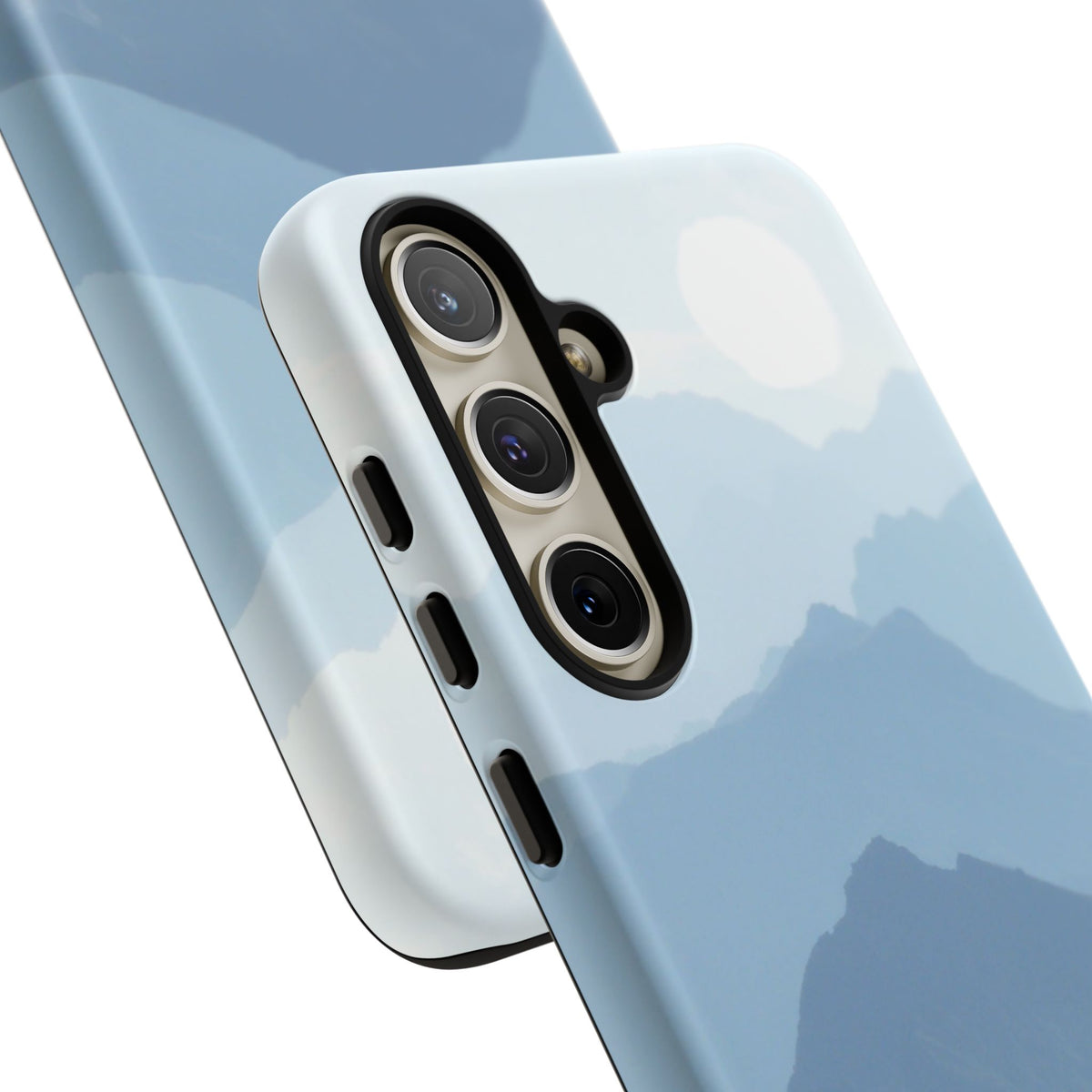 Mountain Sunrise Tough Phone Case — Blue Layered Peaks Protective Cover