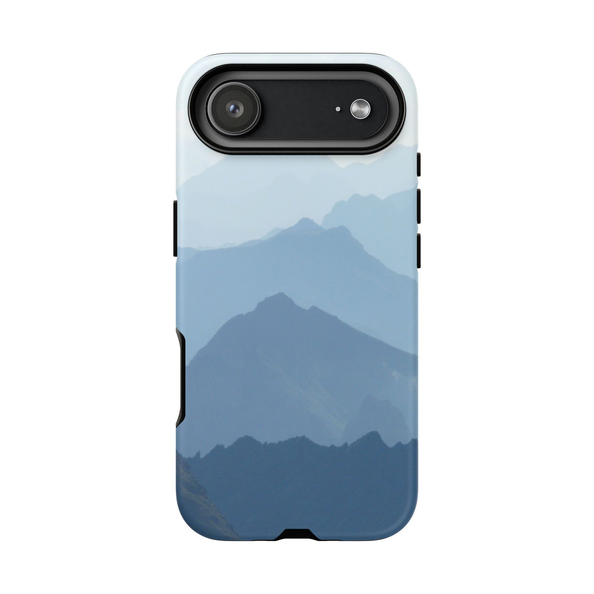 Mountain Sunrise Tough Phone Case — Blue Layered Peaks Protective Cover