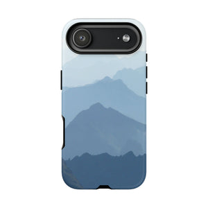 Mountain Sunrise Tough Phone Case — Blue Layered Peaks Protective Cover