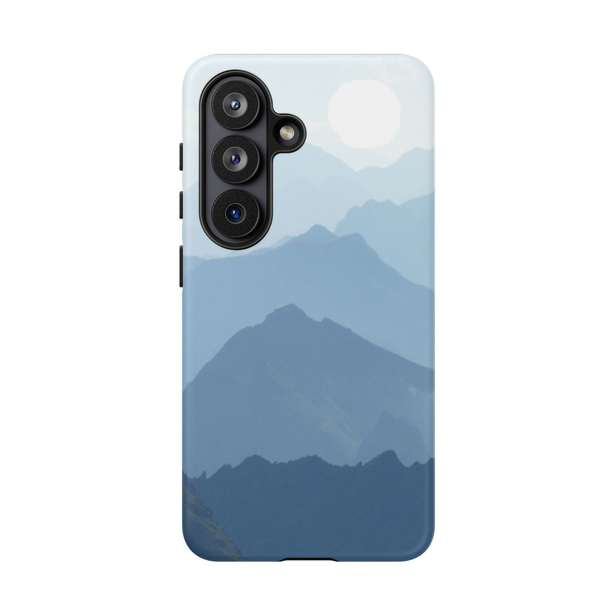 Mountain Sunrise Tough Phone Case — Blue Layered Peaks Protective Cover