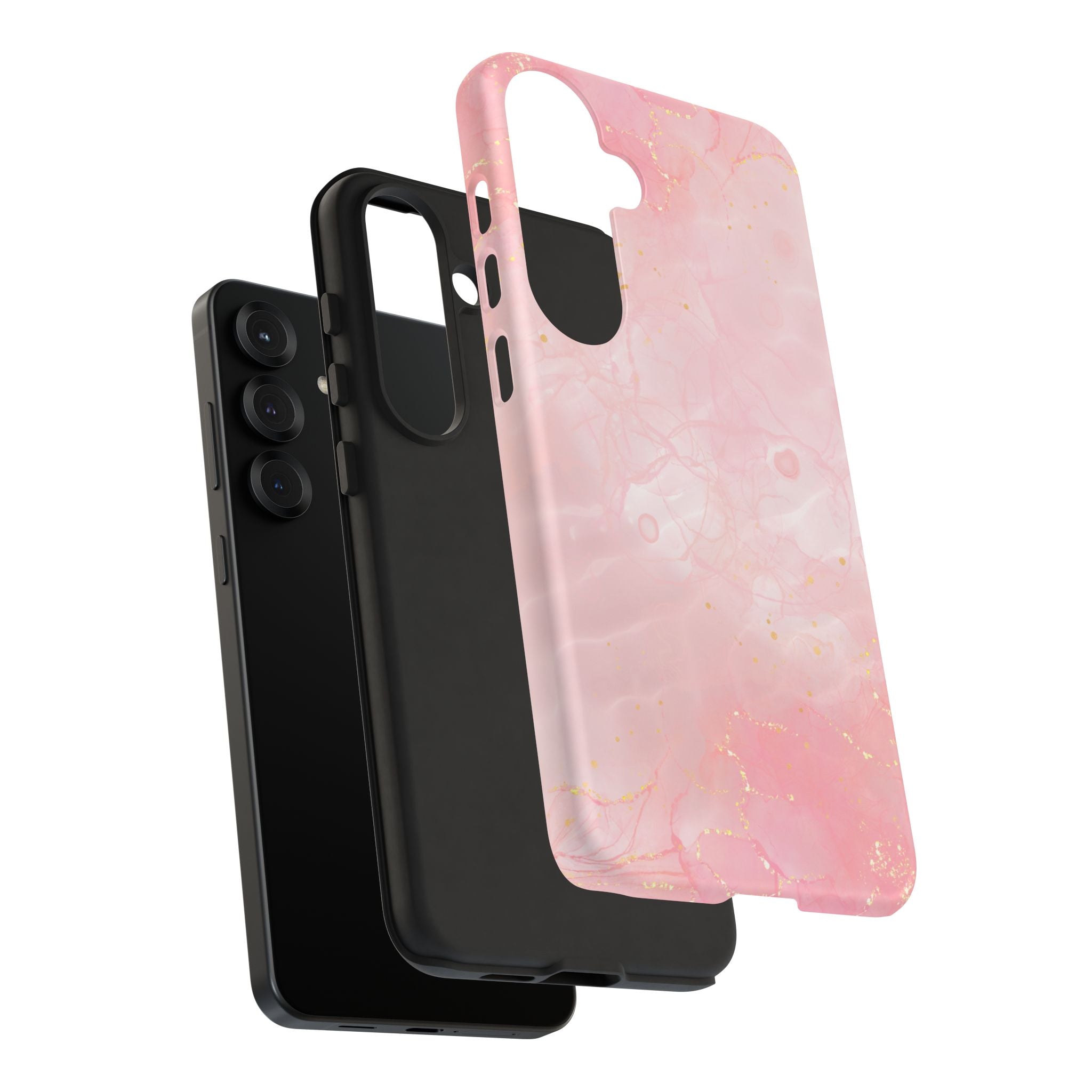 Pink Marble Tough Phone Case — Protective iPhone Cover with Gold Vein Design