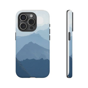 Mountain Sunrise Tough Phone Case — Blue Layered Peaks Protective Cover