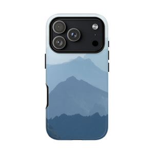 Mountain Sunrise Tough Phone Case — Blue Layered Peaks Protective Cover