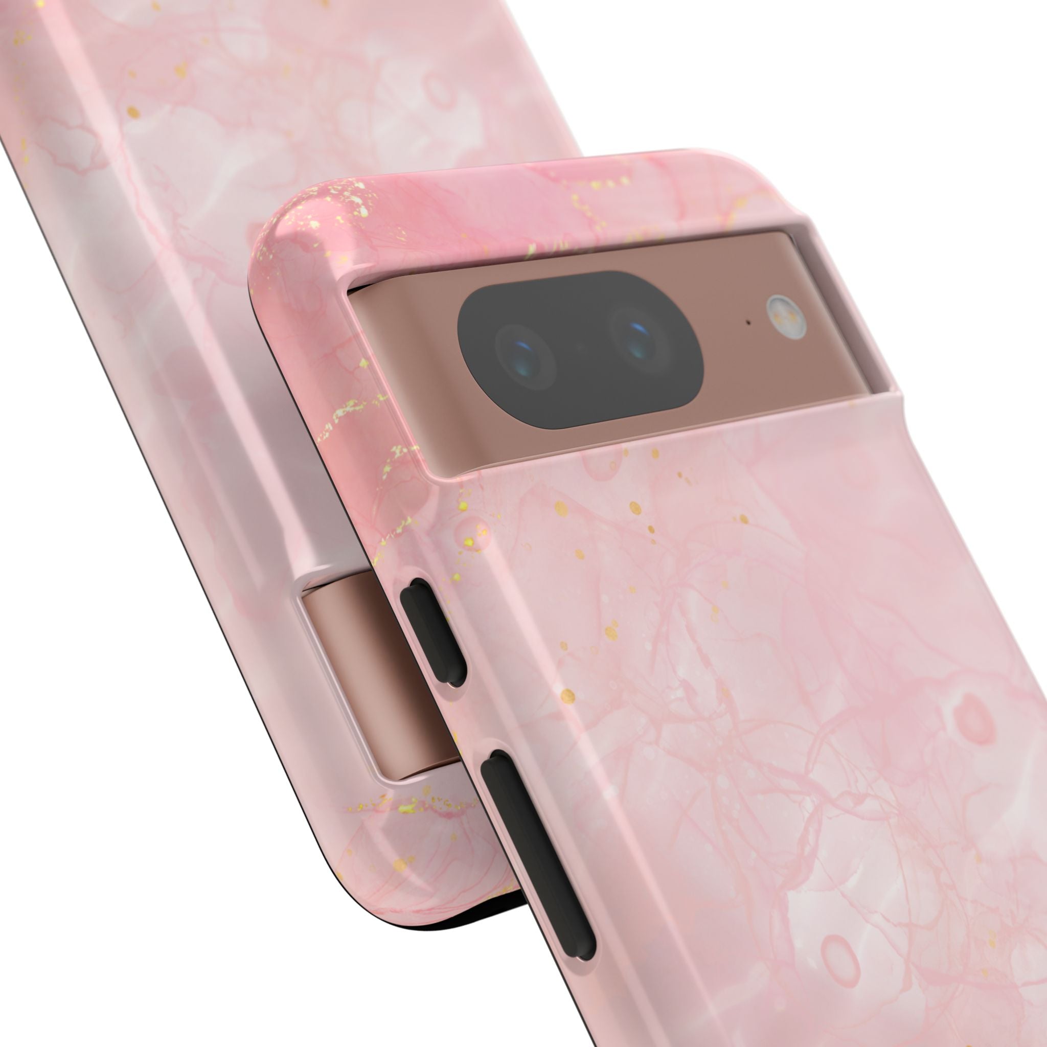 Pink Marble Tough Phone Case — Protective iPhone Cover with Gold Vein Design