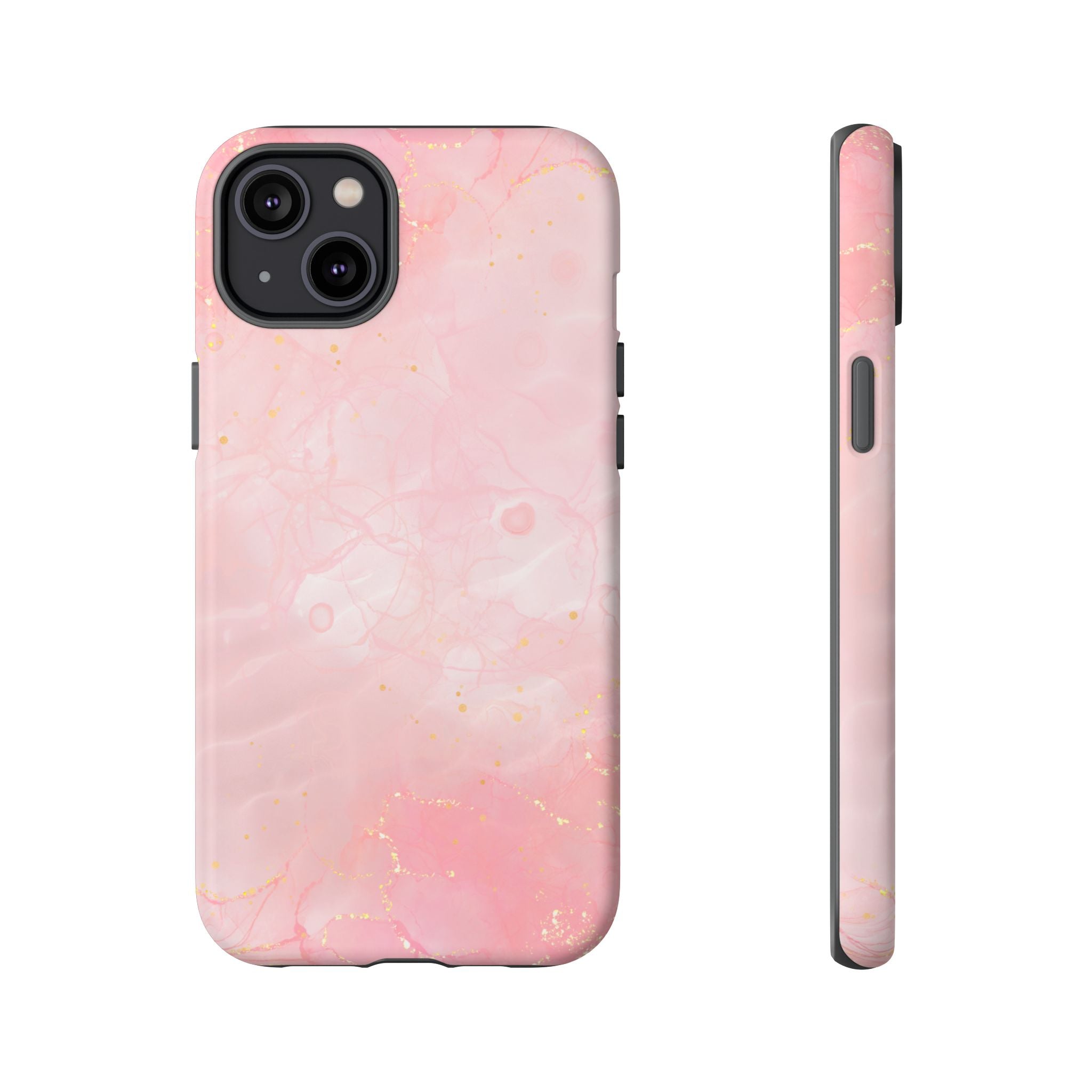 Pink Marble Tough Phone Case — Protective iPhone Cover with Gold Vein Design