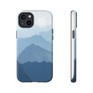 Mountain Sunrise Tough Phone Case — Blue Layered Peaks Protective Cover